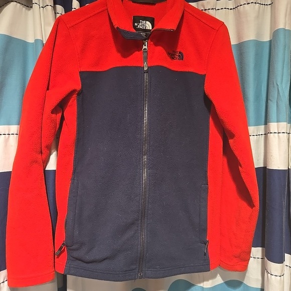 The North Face Boy's Red Navy Fleece Jacket Full Zip Xl - Picture 1 of 3